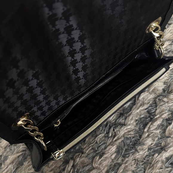 Karl Lagerfeld Luxury Black Floral Shoulder Bag with Gold Hardware - Picture 10 of 14